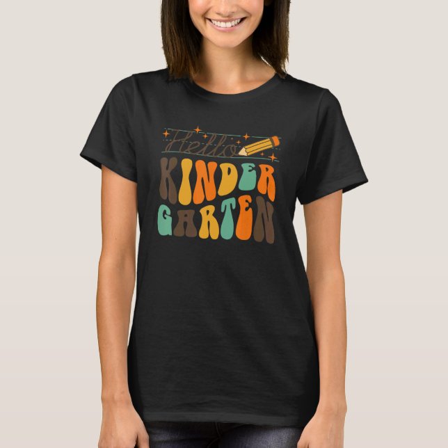 Camiseta Retrô Olá Professores Do Jardim De Infância Primei (Frente)