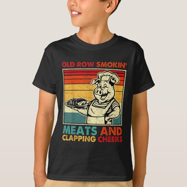 Camiseta Retro Old Row Smoking Meats And Clapping Cheeks Fu (Frente)