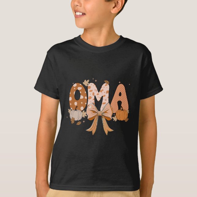 Camiseta Retro Oma Coquette Arcos Leopard Queda Ação de Gra (Frente)