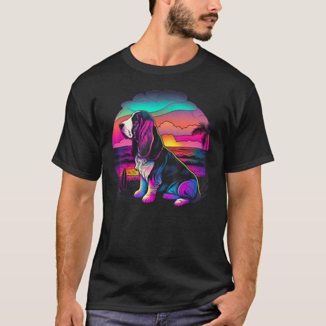Camiseta Retro Ondas Sintéticas Neon 80 Vaporwave Bas (Frente)