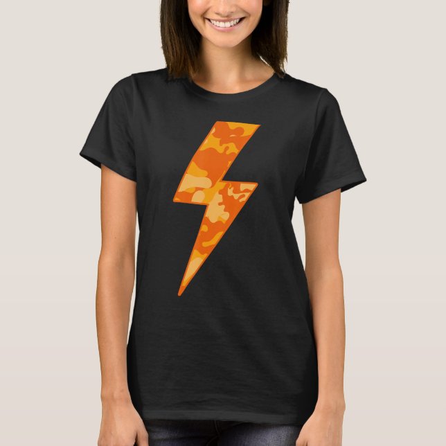 Camiseta Retro-ORANGE FALL CAMO Lightning Bolt (Frente)