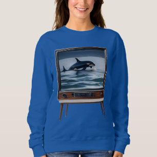 Camiseta Retro Orca Breaching Analog Television Design,