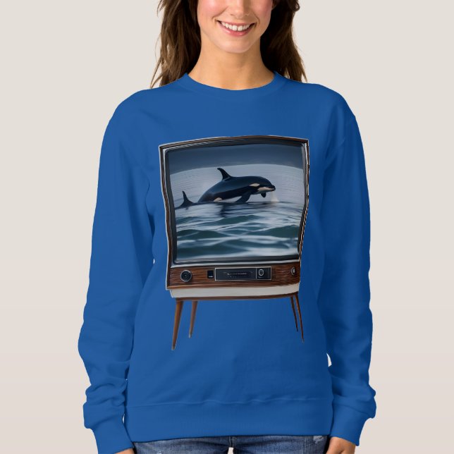 Camiseta Retro Orca Breaching Analog Television Design, (Frente)