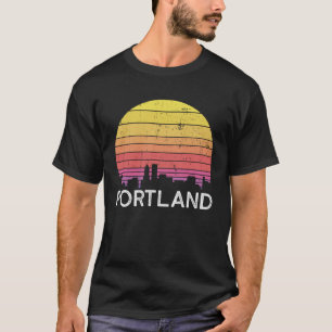 Camiseta Retro Oregon Portland Skyline Vintage Urban Buildi