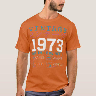 Camiseta Retro Otaku Kanji Vintage 1973 Birthday Ramen Anim