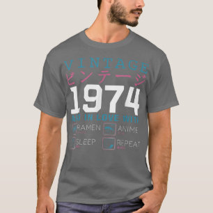 Camiseta Retro Otaku Kanji Vintage 1974 Birthday Ramen Anim