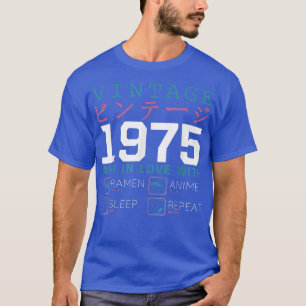 Camiseta Retro Otaku Kanji Vintage 1975 Birthday Ramen Anim