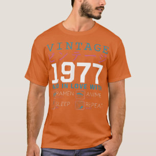 Camiseta Retro Otaku Kanji Vintage 1977 Birthday Ramen Anim