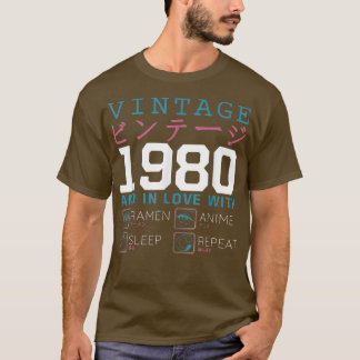 Camiseta Retro Otaku Kanji Vintage 1980 Birthday Ramen Anim
