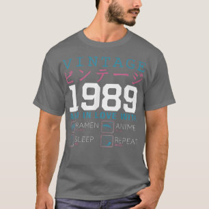 Camiseta Retro Otaku Kanji Vintage 1989 Birthday Ramen Anim
