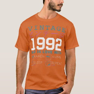 Camiseta Retro Otaku Kanji Vintage 1992 Birthday Ramen Anim