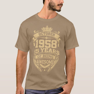 Camiseta Retro Outubro De 1958 65 Anos De Ser Incrível 65