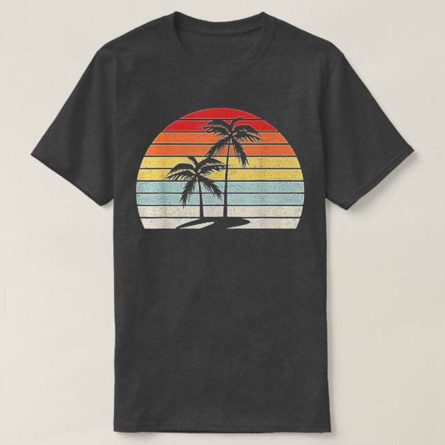 Camiseta Retro Palm Tree Vintage Tropical Beach Summer (Frente do Design)