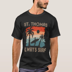 Camiseta Retro Palm Tree Virgens Ilhas Virgens Thomas Surfi