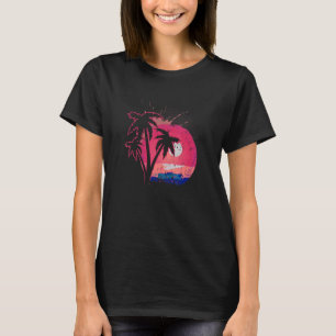 Camiseta Retro Palm Trees Praia Sunset Tropical Summer Vaca
