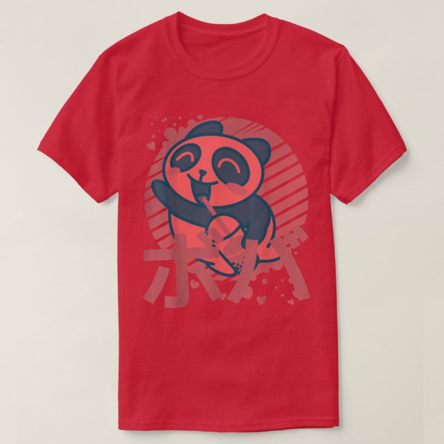 Camiseta Retro Panda Boba Japanese Graphic  (Frente do Design)