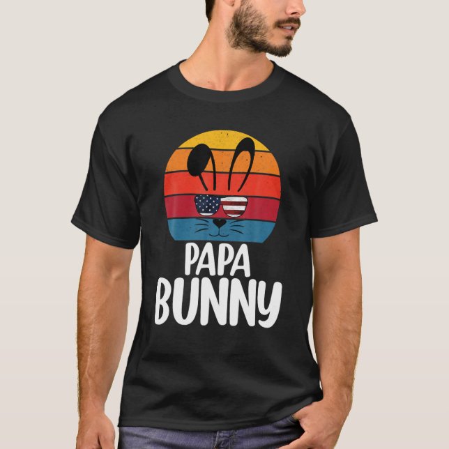 Camiseta Retro Papa Bunny, Pai Felz pascoa Coelhinho (Frente)