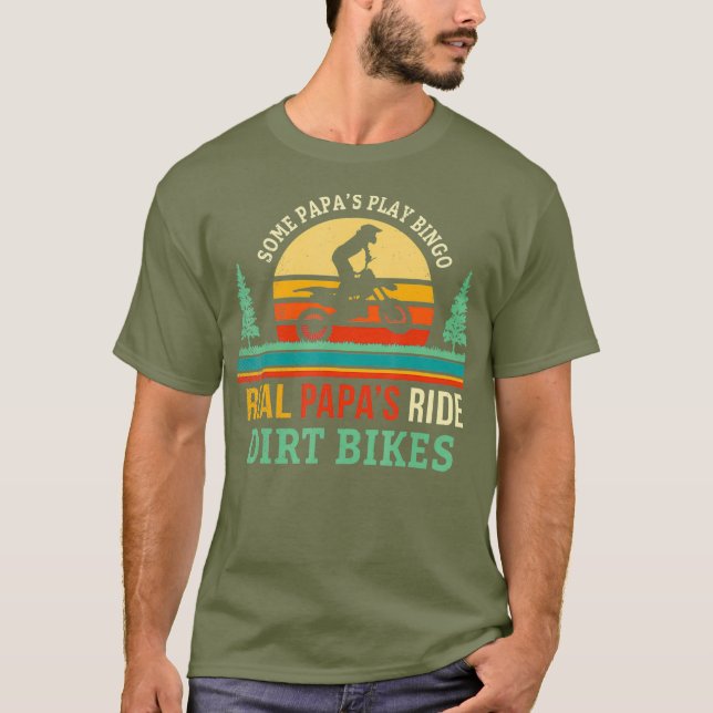 Camiseta Retro Papa Dirt Bike Gift Dad Dirtbike Gifts (Frente)