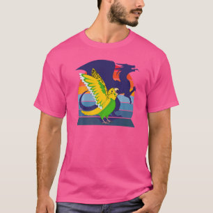 Camiseta Retro Papagaio I Dragão Alado I Gritando Amarelo B