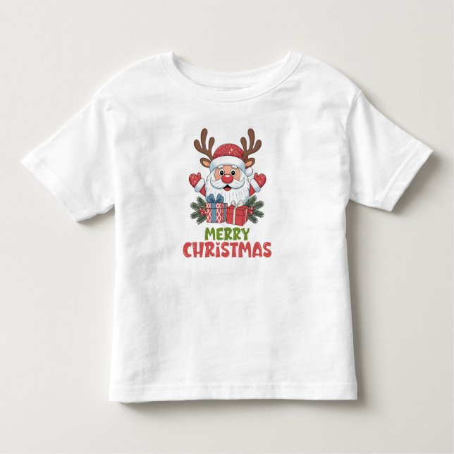 Camiseta Retro Papai Noel Feliz Natal Crianças (Frente)