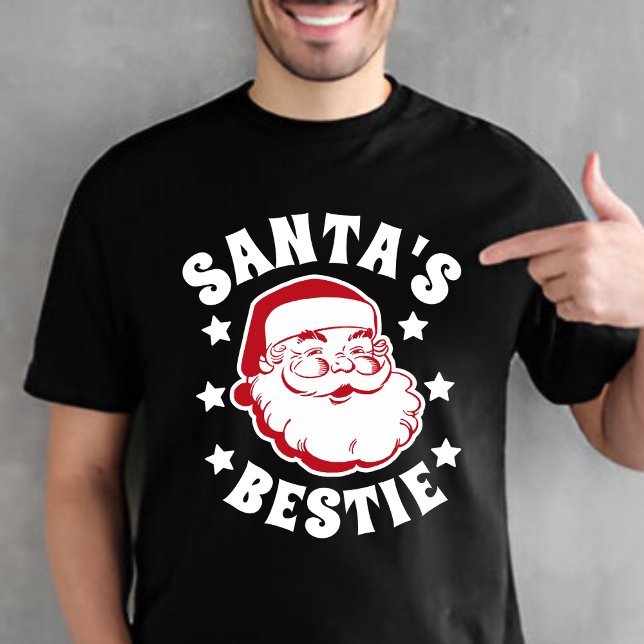 Camiseta Retro Papais noeis Bestie Natal dos Homens Negros  (Criador carregado)