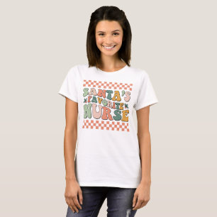 Camiseta Retro Papais noeis Favoritos Enfermeira Natal