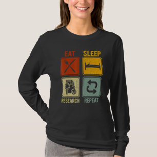 Camiseta Retro Para Pesquisador Comer Dormir Pesquisar Repe