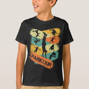 Camiseta Retro Parkour para Meninos Silhouette Vintage Free