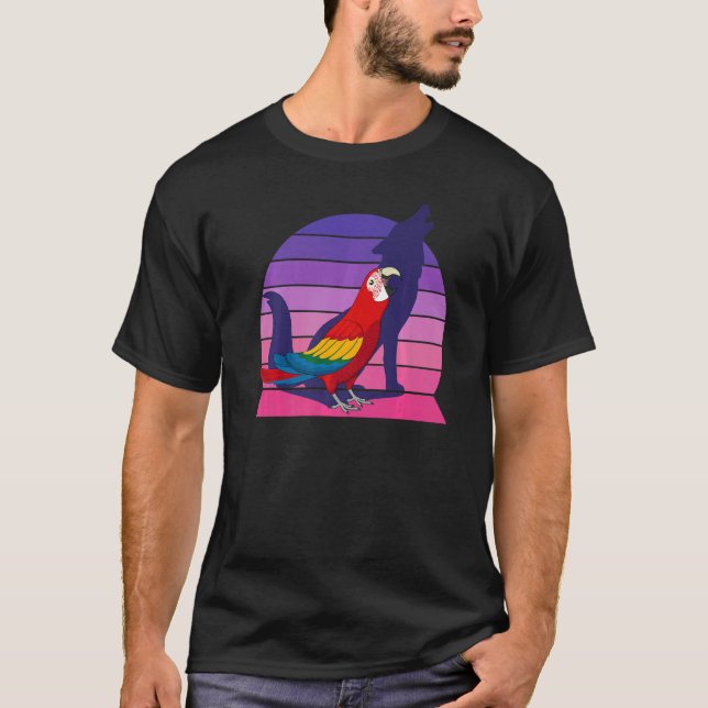 Camiseta Retro Parrot I Howling Wolf I Gritando Mães De Esc (Frente)