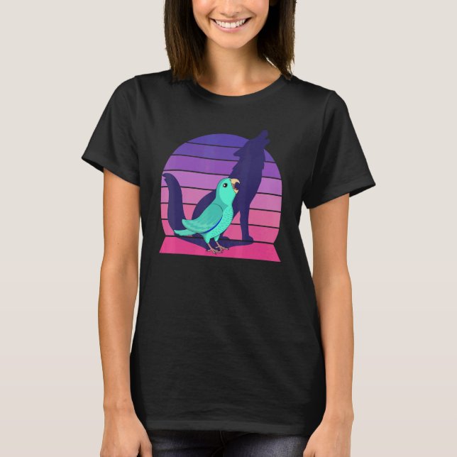 Camiseta Retro Parrot I Howling Wolf I Gritando Turquoise (Frente)