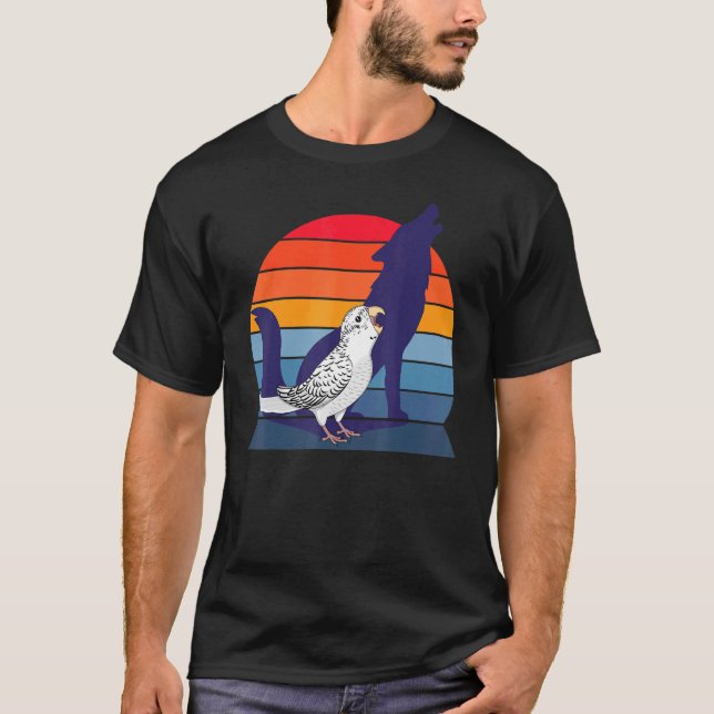 Camiseta Retro Parrot I Howling Wolf I Gritando White Budg (Frente)
