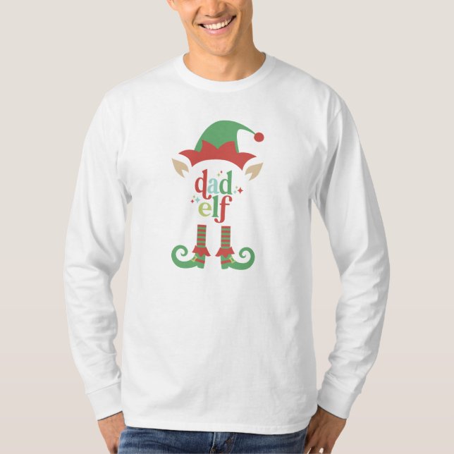 Camiseta Retro Pastel Natal | Elf Pai | Família (Frente)