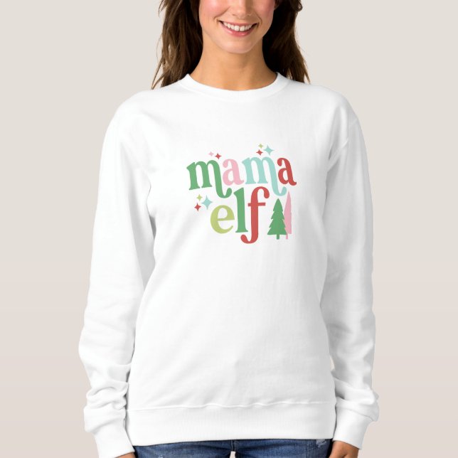 Camiseta Retro Pastel Natal | Mama Elf (Frente)