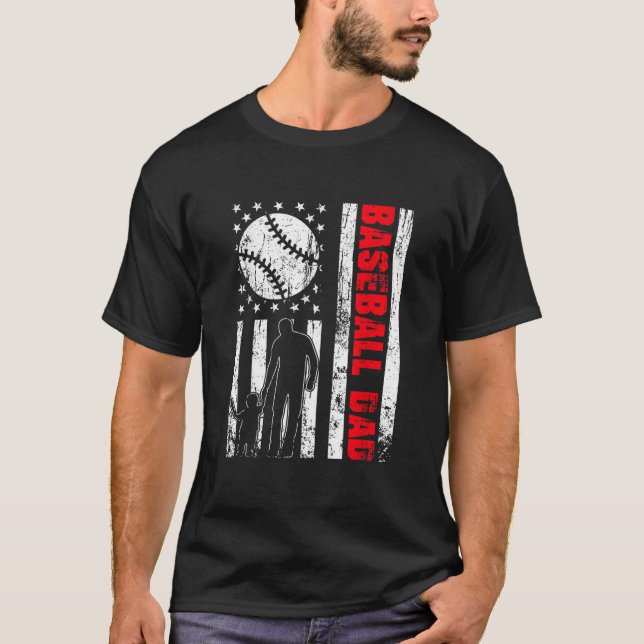 Camiseta Retro Patriótico EUA Bandeira Americana Pai 4º (Frente)