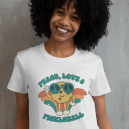 Camiseta Retro Peace, Love and Pickleball Groovy