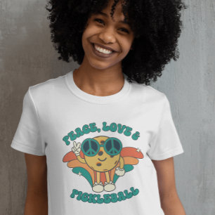 Camiseta Retro Peace, Love and Pickleball Groovy
