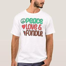 Camiseta Retro Peace, Love, Chocolate Fondue
