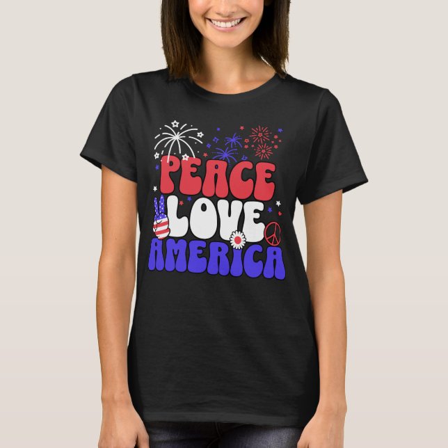 Camiseta Retro Peace Love e America (Frente)