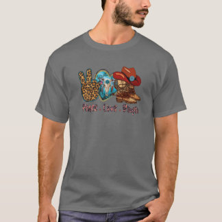 Camiseta Retro Peace Love Rodeo Cowboy Boots And Hester Wes