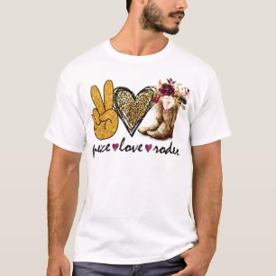 Camiseta Retro Peace Love Rodeo Cowboy Boots Western Counte