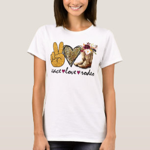 Camiseta Retro Peace Love Rodeo Cowboy Boots Western Counte
