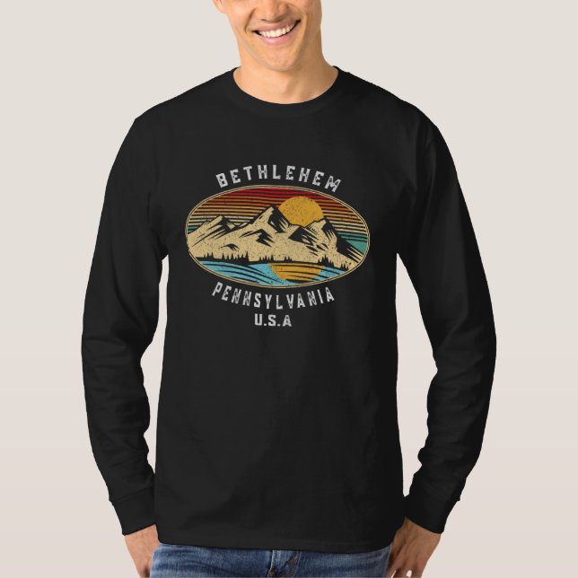 Camiseta Retro Pennsylvania Mountain Sunset River Souvenir  (Frente)