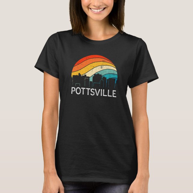 Camiseta Retro Pennsylvania Pottsville Skyline Vintage Urba (Frente)
