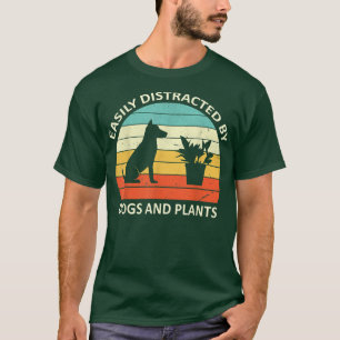 Camiseta Retro Pet Facilmente Distraída Plantas De Cães