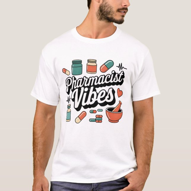 Camiseta Retro Pharmacist Vibes Pharmacy Worker Medical Des (Frente)
