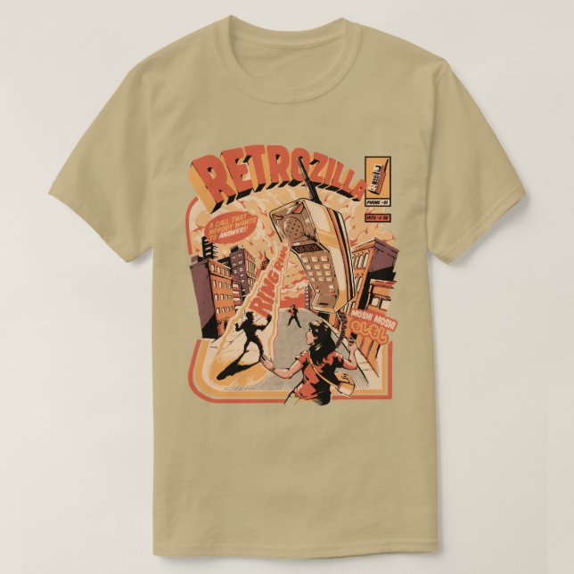 Camiseta Retro Phonezilla Preto (Frente do Design)