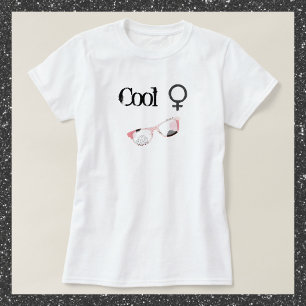Camiseta Retro Pink and Black Cool Girl with Sunglasses
