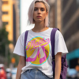 Camiseta Retro Pink High Heels do Partido da Praia Malibu
