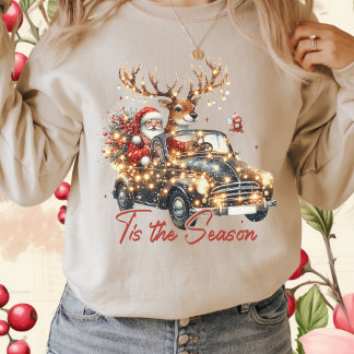 Camiseta Retro Pink Reindeers Papais noeis Este Caminhão De