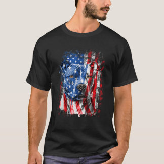 Camiseta Retro Pitbull Cão Americano Bandeira Independência